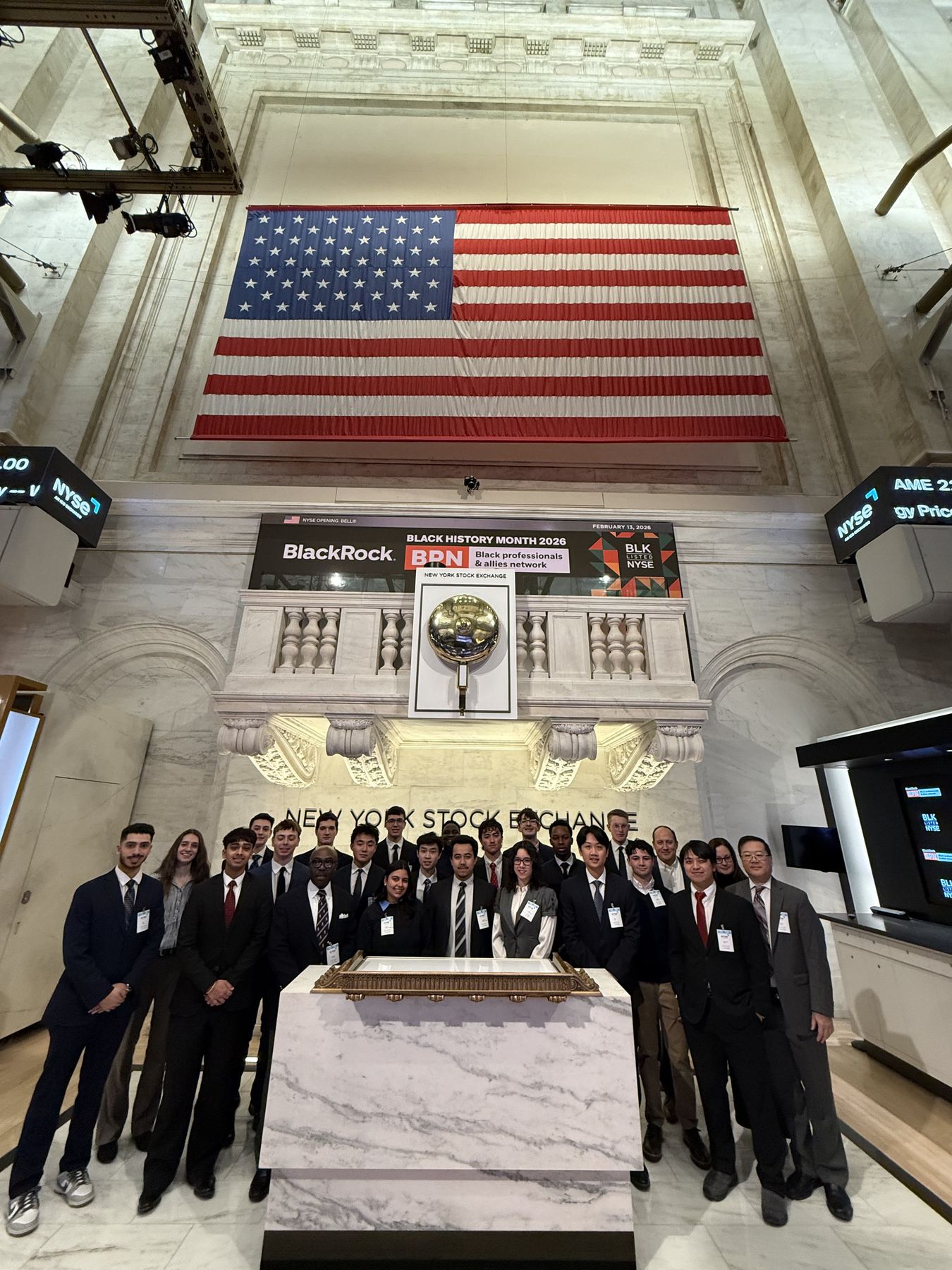 WPI Investing Association members on the floor of the New York Stock Exchange